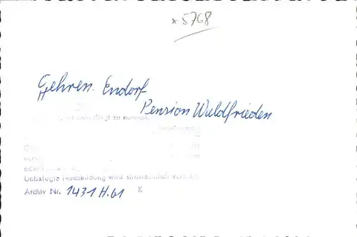 Endorf Sauerland Pension Waldfrieden / Sundern (Sauerland) /Hochsauerlandkreis LKR