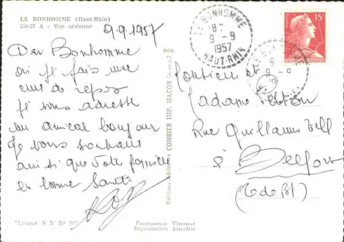 Le Bonhomme Haut Rhin Elsass Fliegeraufnahme  / Le Bonhomme /Arrond. de Ribeauville