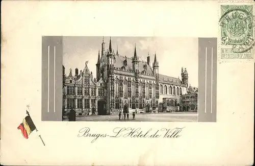 wz02075 Bruges Flandre Hotel de Ville Kategorie.  Alte Ansichtskarten