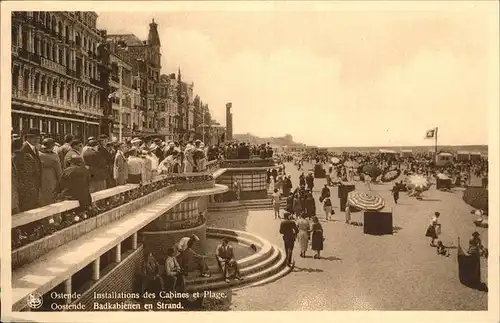 hw15193 Ostende Flandre Installation des Cabines 
Plage Kategorie.  Alte Ansichtskarten