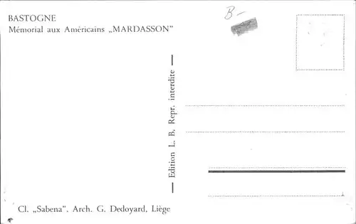 Bastogne Liege Memorial Americains Mardasson Kat. 