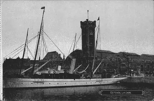 hw11568 Ostende Flandre La Gare Segelboot Kategorie.  Alte Ansichtskarten