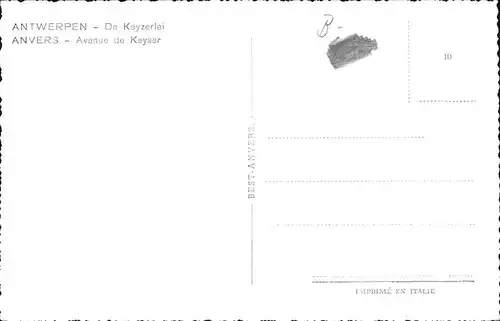 Antwerpen Avenue Keyser Strassenbahn Kat. 