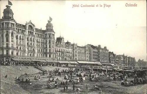 hw15464 Ostende Flandre Hotel Continental
Plage Kategorie.  Alte Ansichtskarten