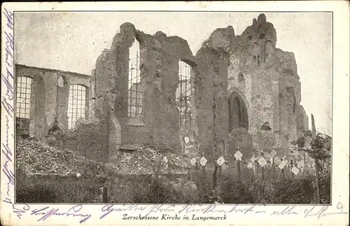 Langemarck zerschossene Kirche Kat. 