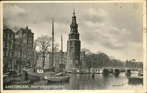 Amsterdam Montelbaanstoren Bruecke Schiff Kat. Amsterdam