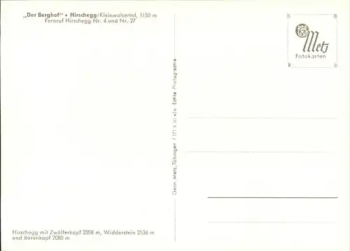 wz28983 Hirschegg Kleinwalsertal Vorarlberg Panorama Kategorie. Mittelberg Alte Ansichtskarten