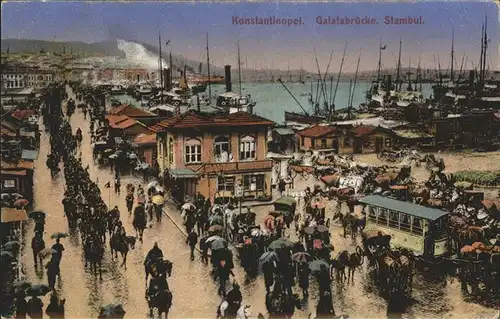 Konstantinopel Konstantinople Galatbruecke Stambul Kutschen Hafen / Istanbul /