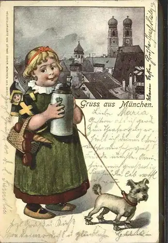 Muenchner Kindl Hund Puppe Wurst Kat. Werbung