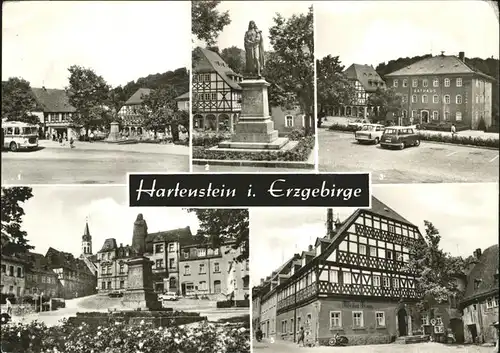 Hartenstein Zwickau Bus Paul Fleming Denkmal Rathaus HOG weisses Ross Ernst Thaelmann Platz / Hartenstein Zwickau /Zwickau LKR