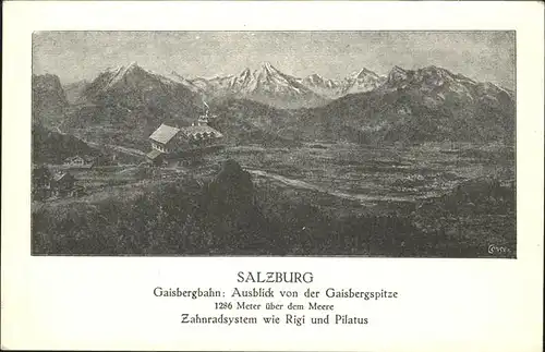Salzburg Oesterreich Gaisbergbahn Gasbergspitze Zahnradsystem Rigi Pilatus Kat. Salzburg