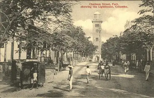 Ceylon = Sri Lanka Chatham street Fort Lighhouse Colombo Kat. 