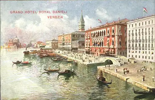 Venezia Venedig Grand Hotel Royal Danieli Gondeln Boote Gemaelde Kat. 