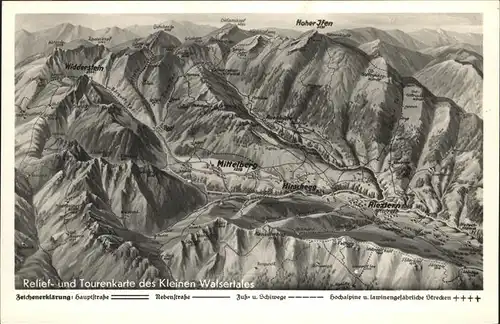 Kleinwalsertal Relief Tourenkarte Hoher Ifen