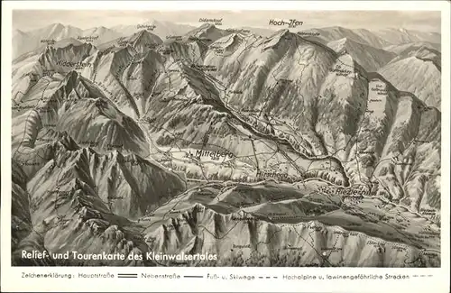 Mittelberg Kleinwalsertal Relief Tourenkarte Hoch Ifen