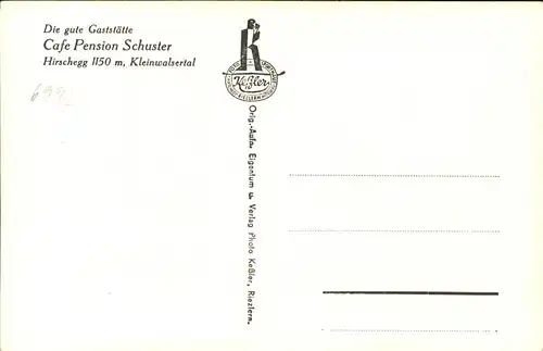 wz55738 Hirschegg Kleinwalsertal Vorarlberg Gaststaette Pension Schuster Kategorie. Mittelberg Alte Ansichtskarten