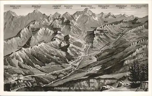 Mittelberg Kleinwalsertal Panaramakarte Kleinwalsertal Vorarlberg