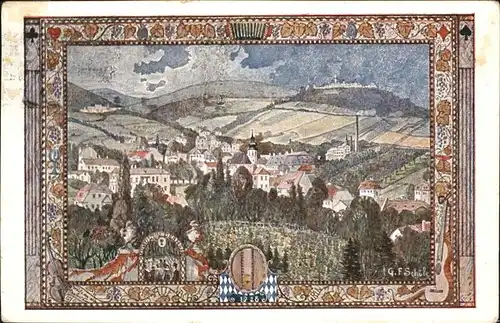 Grinzing Wien Kahlenberg Robenzl Wappen Feld Postkarte / Oesterreich /