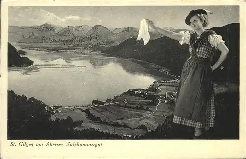 St Gilgen Salzkammergut Teilansicht Abersee Trachten / St Gilgen Wolfgangsee /Salzburg Umgebung