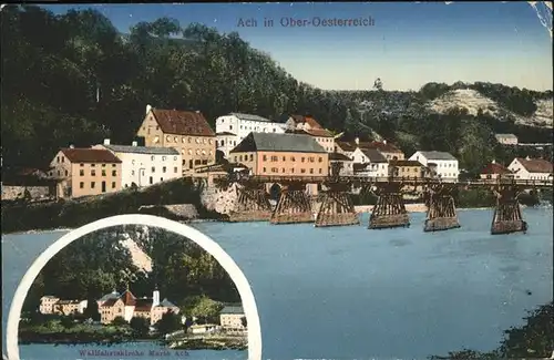 Ach Salzach Teilansicht Ach Salzach Bruecke Wallfahrtskirche Maria Ach