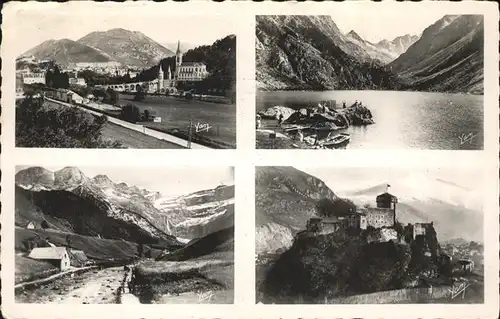 Lourdes Hautes Pyrenees Vues partielles Lourdes Basilique et le Pic du Jer Chateau Fort Cauterets Lac de Gaube Gavarnie Le Cirque et le Gave / Lourdes /Arrond. d Argeles-Gazost