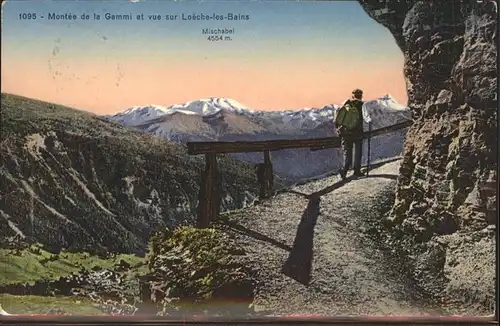 Gemmipass Wallis Montee de la Gemmi et vue sur Loeche les Bains Kuenstlerkarte / Gemmipass /Rg. Leukerbad