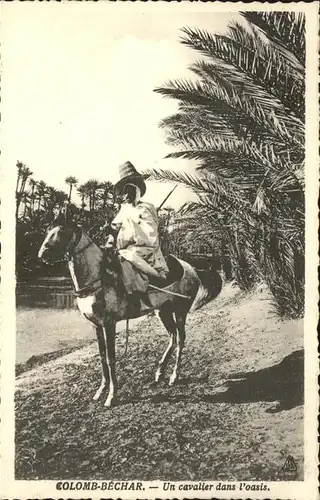 Colomb Bechar Un cavalier dans l oasis Palmen