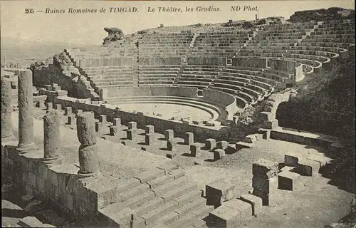 Timgad Ruines Romaines Le Theatre Les Gradins Ruine
