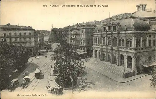 Alger Algerien Le Theatre et Rue Dumont d Urville Pferdekutsche / Algier Algerien /