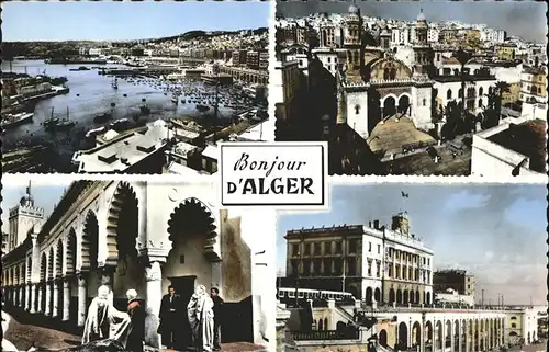 Alger Algerien Vue generale du Port La Cathedrale Le Palais d hiver La Casbah Rue de la Marine La Mosquee Djama El Kebir Le Palais Consulaire (Chambre de Commerce) / Algier Algerien /