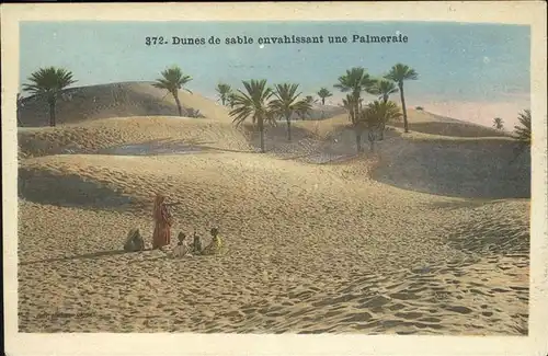 Algerien Dunes de sable envahissant une Palmeraie Sandduenen