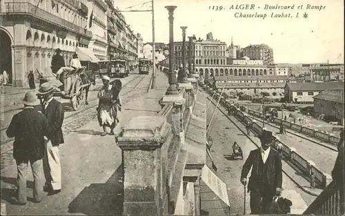 Alger Algerien Boulevard de la Republique et les Rampes du Port Pferdekutsche Strassenbahn / Algier Algerien /