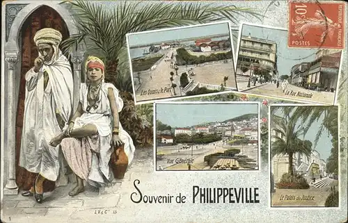 Philippeville Algerien Les quais et le port Rue Nationale Palais de Justice