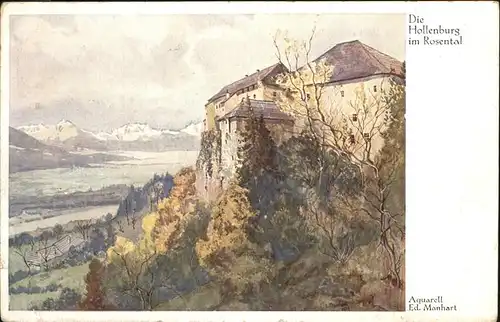 Hollenburg Kaernten Rosental Aquarell Ed. Mannhart Kuenstlerkarte / Villach /Klagenfurt-Villach