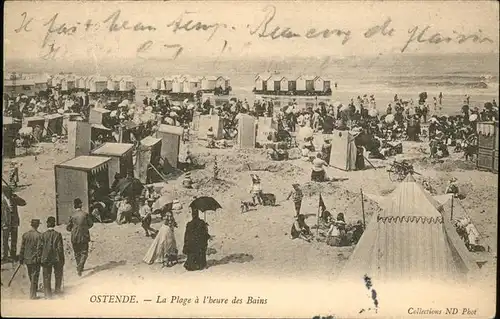 Ostende Flandre La Plage a l heure des Bains Strandkorb Kat. 