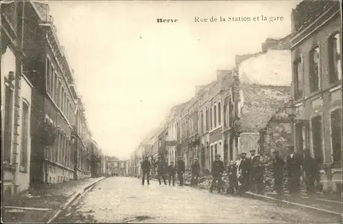 Herve Rue de la Station et la Gare Maenner zerstoert Kat. 
