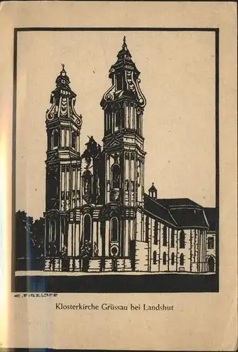 Gruessau Kreszow Klosterkirche Linolschnitt K. Firzlaff Kat. Tschechische Republik
