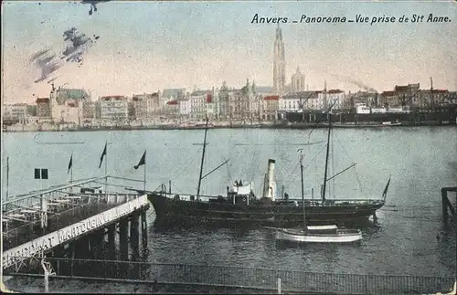 Anvers Antwerpen Panorama St. Anne Dampfschiff /  /
