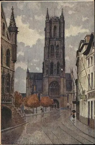 Gent Gand Flandre La Cathedrale Saint Bavon Kuenstlerkarte Kat. 