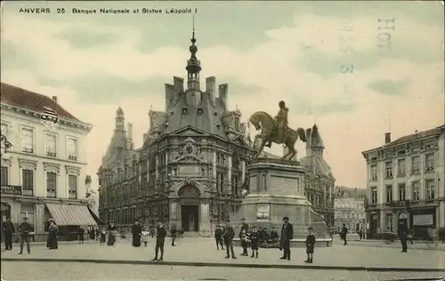 Anvers Antwerpen Banque Nationale et Statue Leopold I /  /