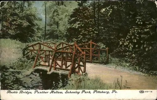 Pittsburg Pennsylvania Rustic Bridge Panther Hollow Shenley Park Kat. United States
