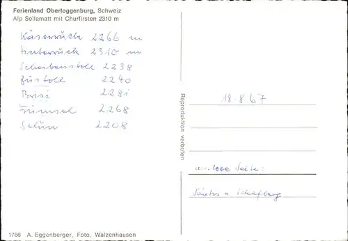 Toggenburg Ferienland Obertoggenburg Alp Sellamatt mit Churfirsten Appenzeller Alpen / St Gallen /Bz. St. Gallen City