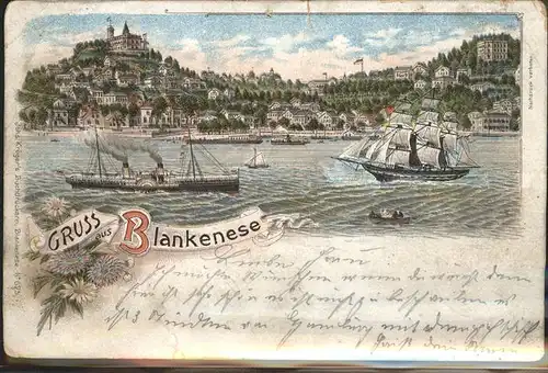 Blankenese Partie am Suellberg Dampf und Segelschiffe / Hamburg /Hamburg Stadtkreis