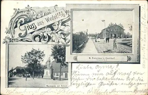 Wedel Pinneberg Marktplatz und Roland Gasthof Petersen / Wedel /Pinneberg LKR