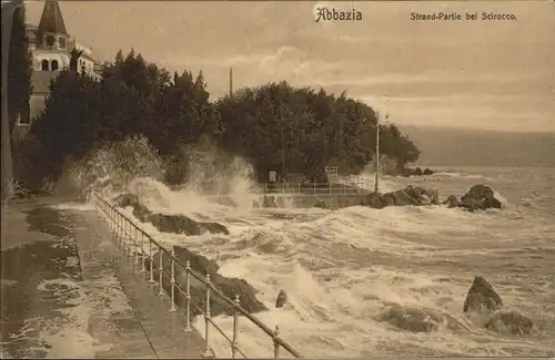 Abbazia Istrien Partie am Strand Brandung bei Scirocco / Seebad Kvarner Bucht /Primorje Gorski kotar