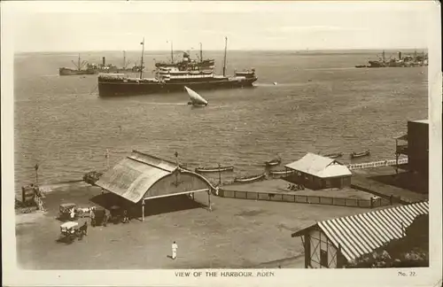 Aden View of the Harbour Boat Kat. Jemen