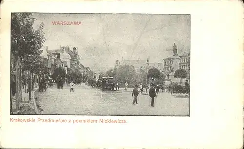Warszawa Krakowskie Przedmiescie z pomnikiem Micklewicza Feldpost Kat. Polen