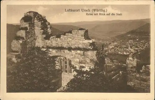 kk24492 Urach Bad Ruine mit Stadtblick Kategorie.  Alte Ansichtskarten