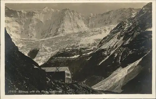 Grindelwald Berghuette Baeregg Blick auf Fiescherhoerner Berner Alpen Kat. Grindelwald
