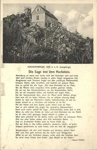 Schreiberhau Niederschlesien Hochsteinbaude Sage von dem Hochstein Kat. 